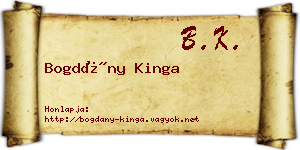 Bogdány Kinga névjegykártya